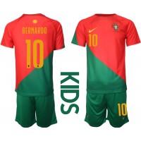 Koszulka piłkarska Portugalia Bernardo Silva #10 Strój Domowy dla dzieci MŚ 2022 tanio Krótki Rękaw (+ Krótkie spodenki)